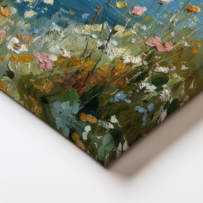 Flowers Seaside Painting Canvas Print