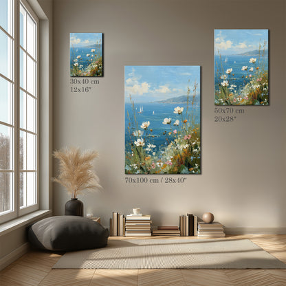 Flowers Seaside Painting Canvas Print