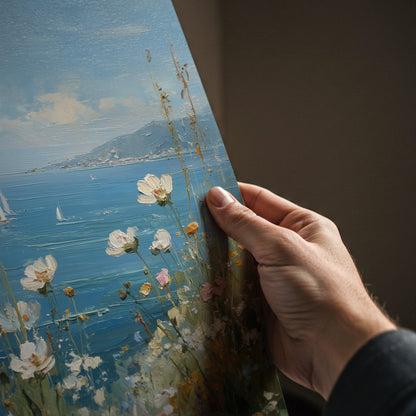 Flowers Seaside Painting Print