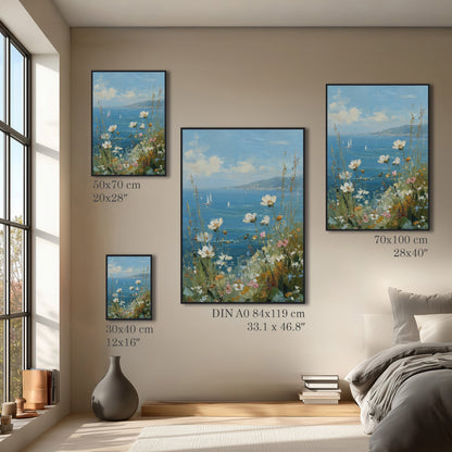 Flowers Seaside Painting Print