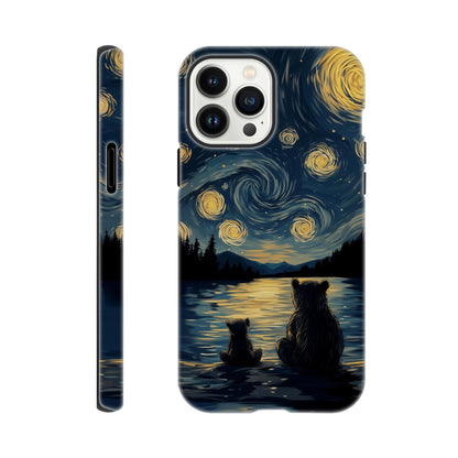 MYSTBIT ART | Starry Bear Night iPhone Case-MYSTBIT ART