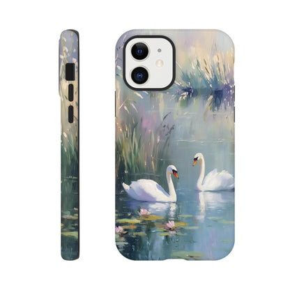 MYSTBIT ART | Swan Serenade iPhone Case-MYSTBIT ART