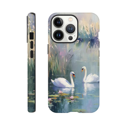 MYSTBIT ART | Swan Serenade iPhone Case-MYSTBIT ART