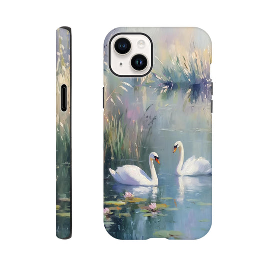 MYSTBIT ART | Swan Serenade iPhone Case-MYSTBIT ART