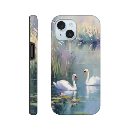 MYSTBIT ART | Swan Serenade iPhone Case-MYSTBIT ART