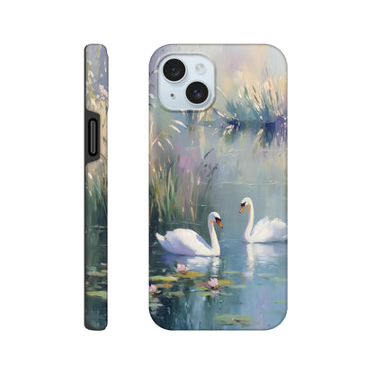 MYSTBIT ART | Swan Serenade iPhone Case-MYSTBIT ART